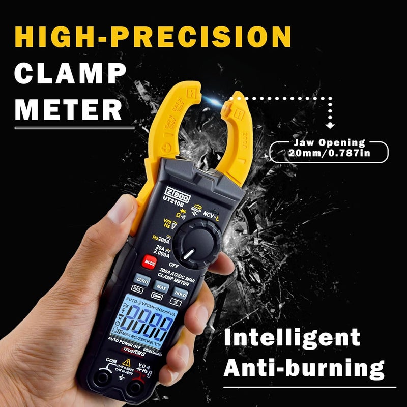 ZIBOO UT210E Mini Handheld Clamp Meter, True RMS AC/DC,6000 Counts Voltmeter Continuity Tester Capacitor HVAC Tool Multi Tester - Image 3